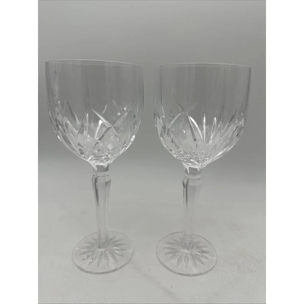 WATERFORD‎ MARQUIS BROOKSIDE PATTERN SET OF 2 WINE GOBLETS 8 1/2